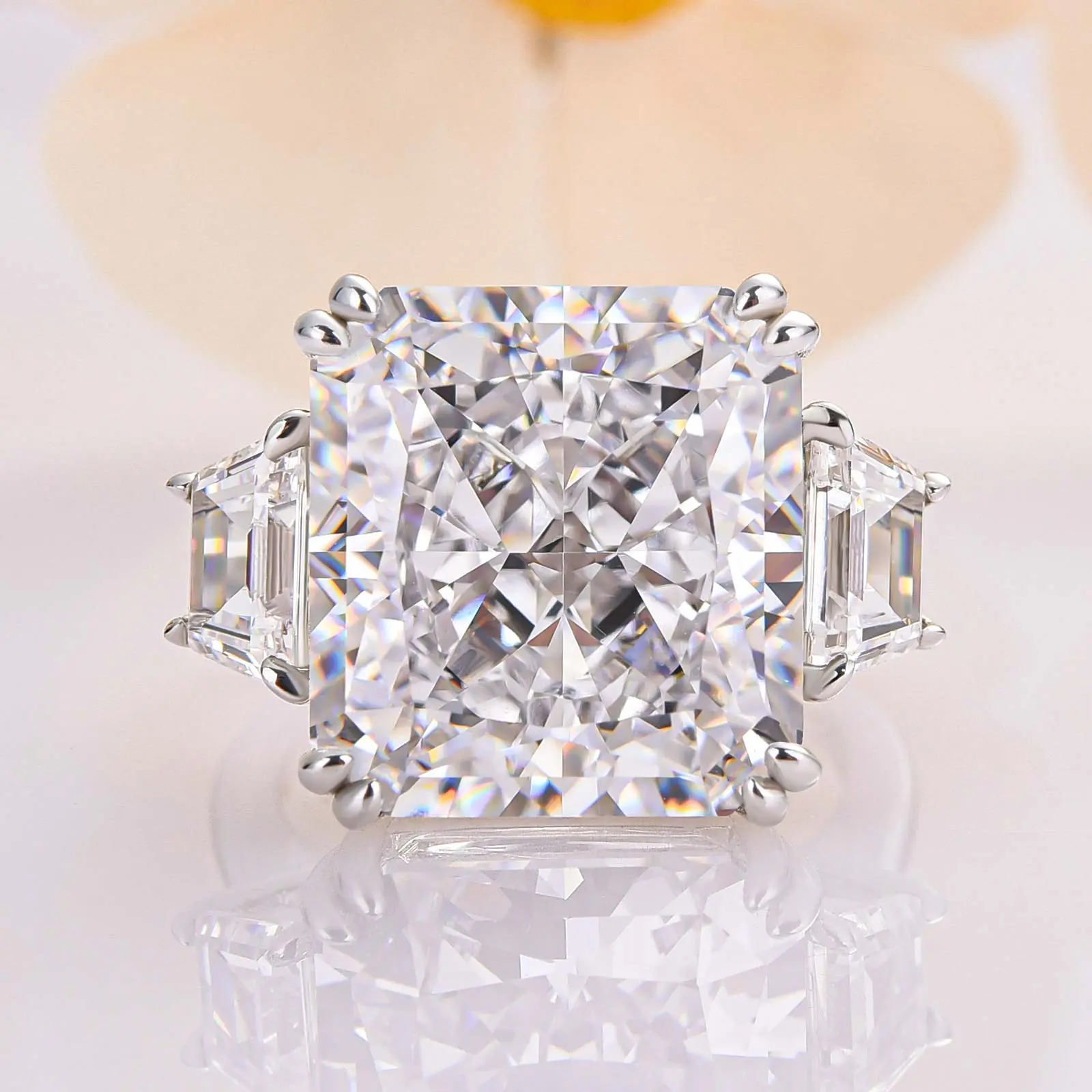 Maxine 12.0ct Radiant Cut 5A Cubic Zirconia Engagement Ring - Luxurious Women's Jewelry Ring for Proposal, Wedding, Anniversary, Engagement Rings