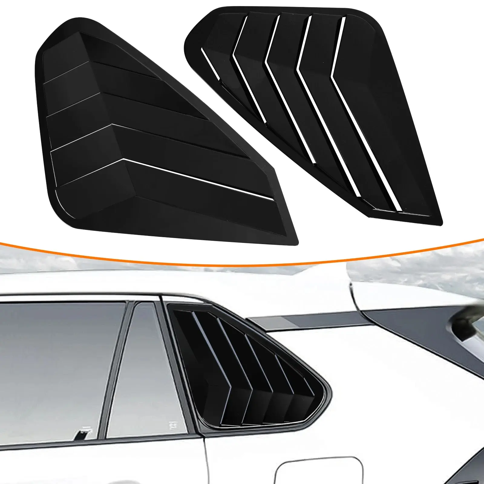 Gloss Black ABS Rear Window Louver for 2019-2025 Toyota RAV4, 2 Pcs Custom Made Self-Adhesive Exterior Decor, Windshield Sun Visor Shade Cover with Rear Quarter Glass Scoop Shutters Adds Extra Privacy