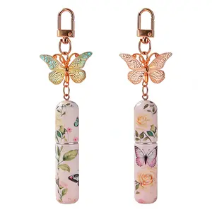 Floral Perfume Bottle with 3D Butterfly Pendant, Refillable Spray Bottle, Refillable Design, Cap, Travel-Friendly, Elegant Gift for Women