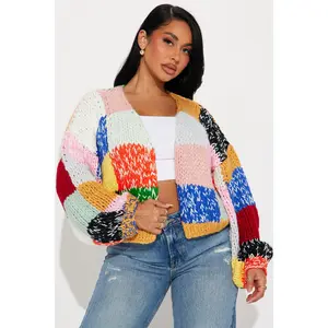 All The Vibes Chunky Knit Cardigan - Multi Color