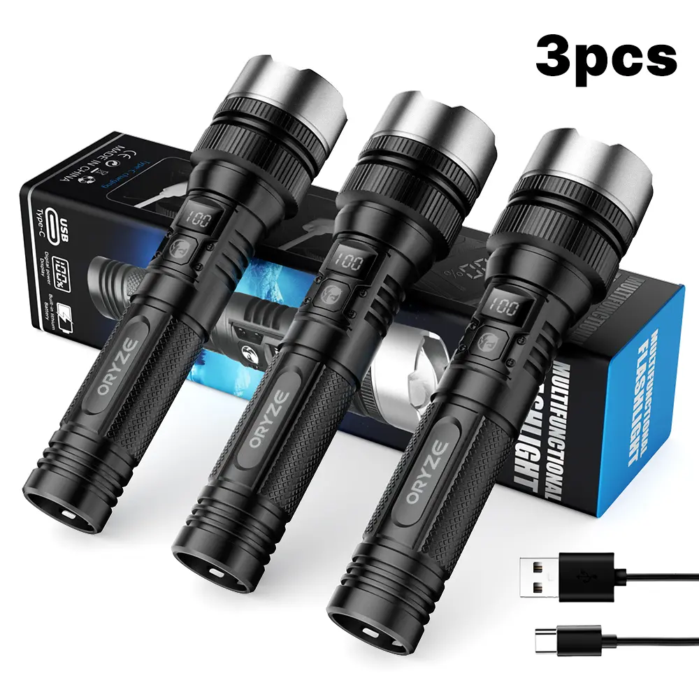 3PCS Flashlights+PowerBank High Lumens Rechargeable Small Flashlight, Small Flashlight, Waterproof, Adjustable Focus Flash  Light for Outdoor, Emergency,  Tactical & Camping Accessories  TikTokShopFallDealsForYou