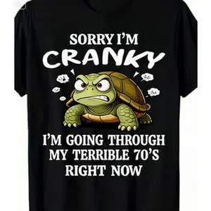 Sorry I'm Cranky Turtle Graphic T-Shirt, Comfort Oversized Cotton Outfit, Cute Funny Turtle Tee, Perfect Valentine's Day Gift for Him Her, Birthday Christmas Gift for Turtle Lovers, Casual Fashion Top for Family Friends