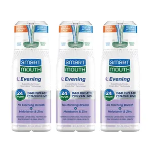 SmartMouth Advanced Liposomal Evening Mouthwash - No Morning Breath - Melatonin & Zinc - Dual-Solution Zinc-Activated Nighttime Mouthwash - Lavender & Chamomile - Alcohol Free - 16 fl oz, 3-Pack