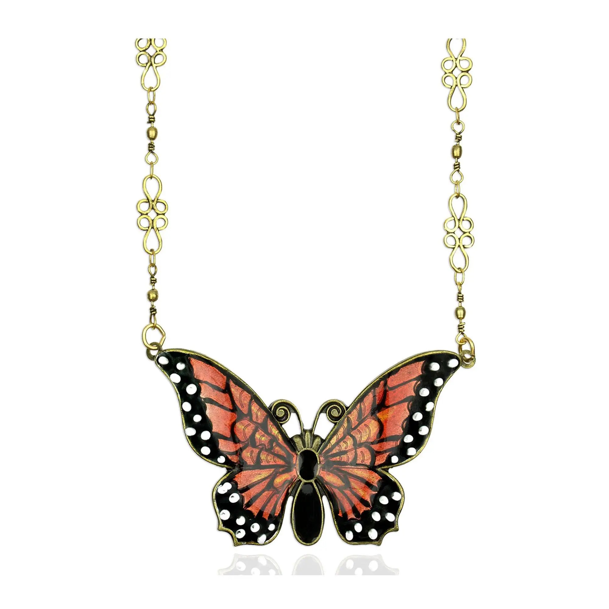 Anne Koplik Enamel Monarch Butterfly Statem entNecklace