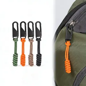 6Pcs Heavy Duty Braided Rope Zipper Pulls Replacement, Metal Slider Zipper Tags for Backpack Jacket Bag Luggage, Outdoor Ready Camping Hiking Zipper Fixer