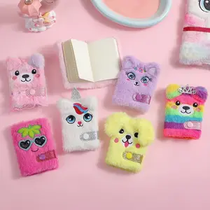 Cute Animals Design Plush Notebook, 1 Count Mini Pocket Notebook with 80 Sheets Blank Inner Pages, Stationery Supplies for Home School Office
