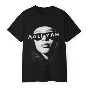 Aaliyah Sunglasses Portrait Graphic T-Shirt – Vintage R&B Icon Tee Gift for Fans