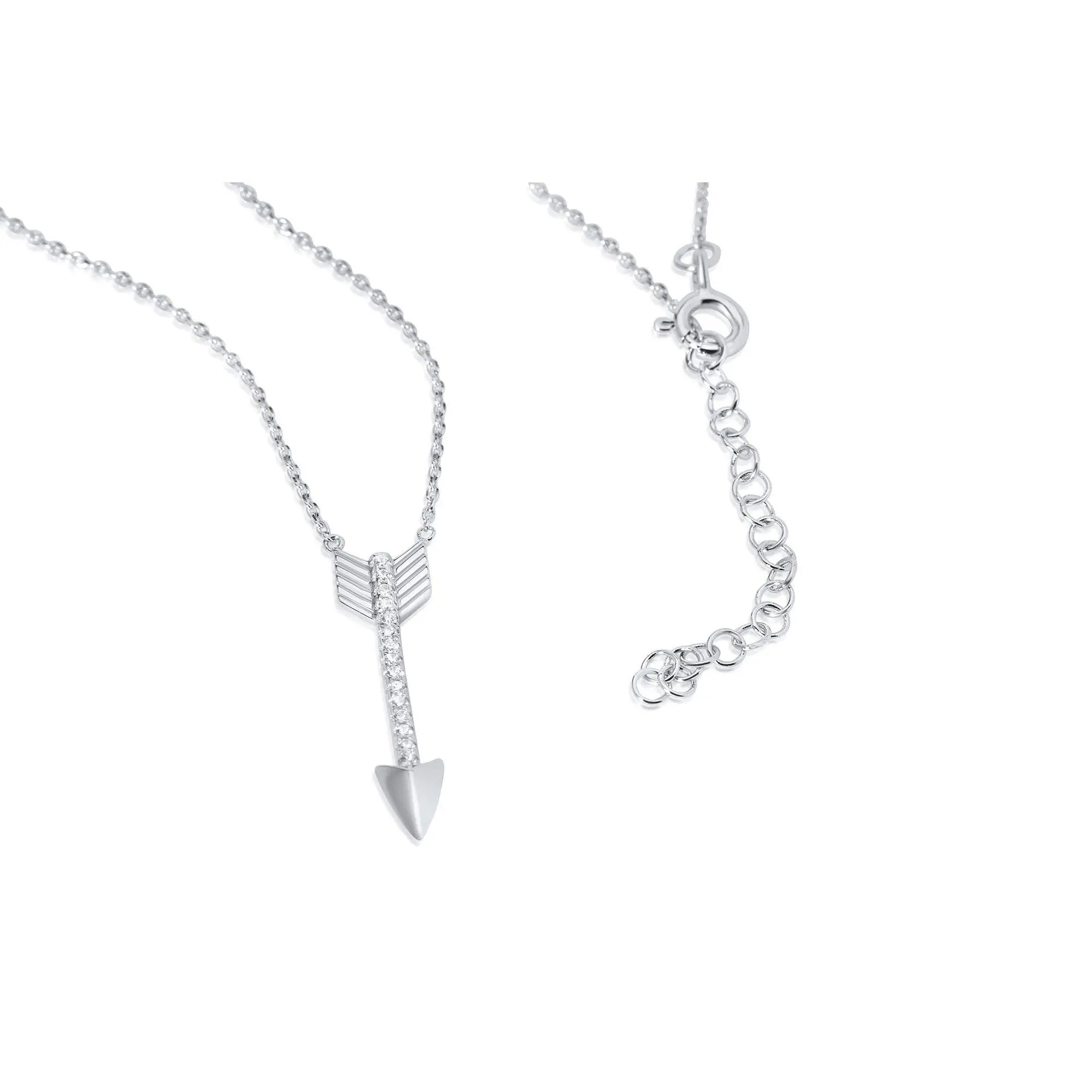 Female Sterling Silver Arrow Charm Necklace