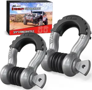 Nilight 2 Pack 3/4" D-Ring Shackle with 7/8" Screw Pin 41,887lbs Break Strength, Heavy Duty Off Road Recovery Shackle with Isolators Washers for Use with Tow Strap, Winch, Off-Road Truck Vehicle