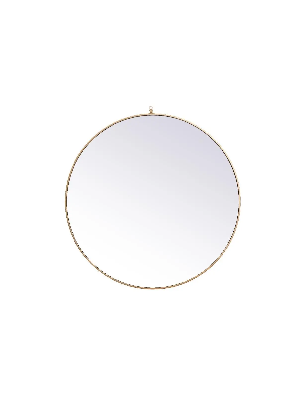 Elegant Decor MR4745BR 45 in. Minimalist Solid Brass Round Wall-Mount Mirror, Recessed Glass, Decorative Hook, MDF Backing, Deep Profile, Room Decor for Home to Enhance Appeal