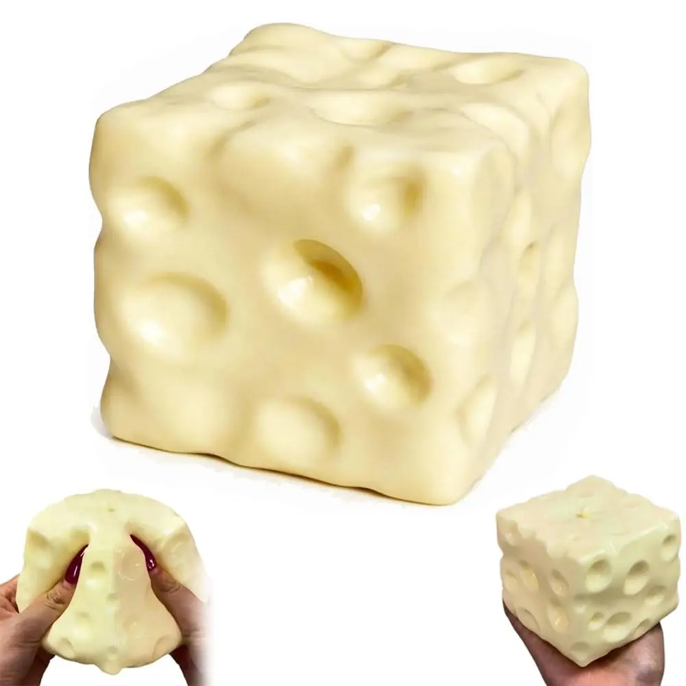 Squishy Cheese Block - Yellow, moldable fidget Toy with Squeeze Feature, Ideal for Play and Relaxation, Giant Slow Rising Cheese Squishy, Soft Sensory Stress Relief Toy for Kids Teens Adults