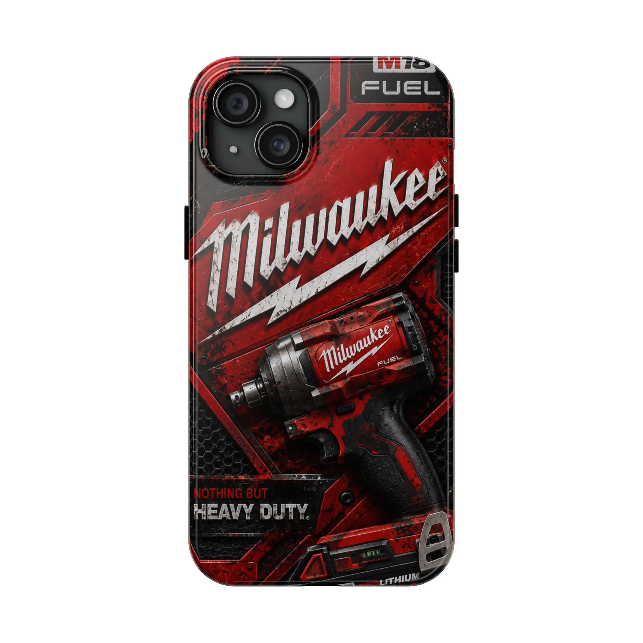 Milwaukee Inspired Heavy-Duty Tool Design Industrial Red-Black iPhone Phone Case, Durable Mobile Phone Cover