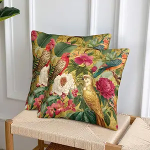JIT 2-Piece Bird, Flower, and Green Leaf Printed Pillow Covers, Cute Cushion Covers, Tatami Decorative Pillow Covers, Holiday Decorative Pillow Covers, Living Room and Bedroom Sofa Decorative Pillow Covers, Gift for Family (Pillow Insert Not Included)