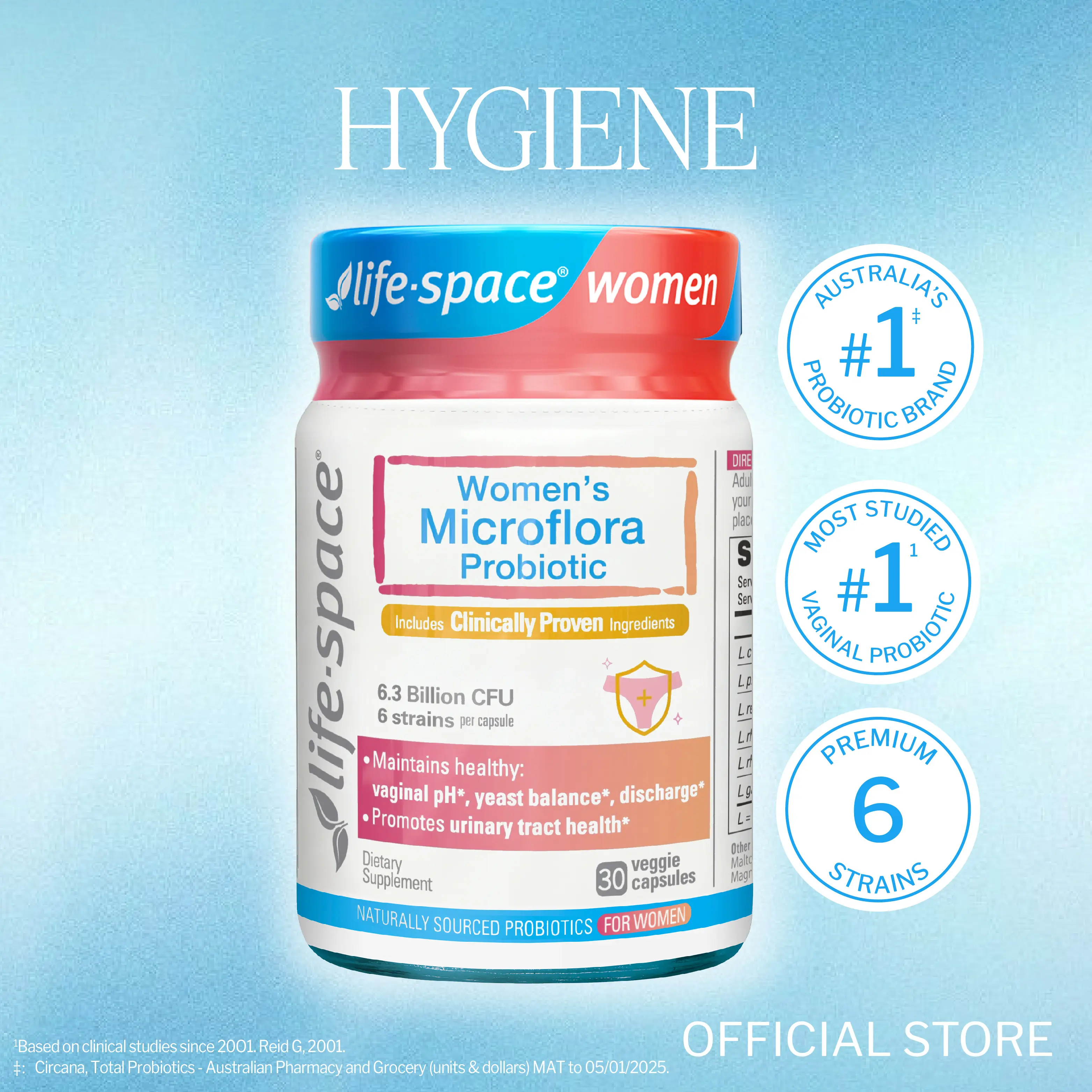Life-Space Probiotic for Women, Support Balance Women's Healthy Microflora & pH, Boost Urinary Tract Health, 6.3 Billion CFU and Multi-Strain - 60 Vegetarian Capsules