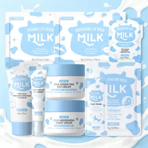 LAIKOU Milk Protein Skincare Set, 9-Piece Silky Hydrating & Deeply Moisturizing Kit with Day & Night Cream, Milk Cleanser & Mud Mask, Deeply Nourishing & Smoothing Daily Routine for Rough and Dry Skin