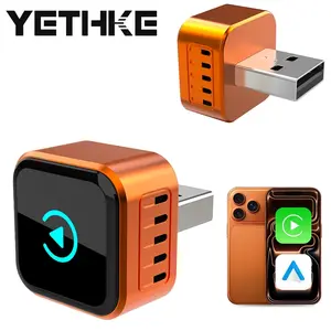 YETHKE 2026 Mini Wireless CarPlay Adapter Upgrade Wired to Wireless for CarPlay & Android Auto Plug and Play Fast Auto-Reconnect Stable Control Zero Delay Car Play for iPhone iOS 10+ Android 11+