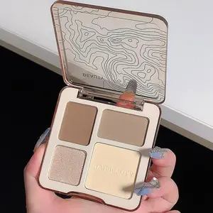 4-color Highlighter Palette, Long Lasting Matte & Glitter Facial Contour Palette, Facial Makeup Product, Matte Bronzer