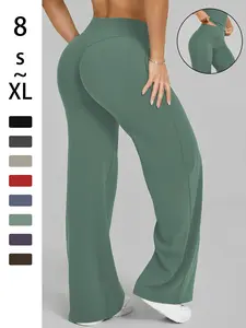 High-Waisted Bell Bottom Yoga Pants for Women, Butt-Lifting Wide Leg Nylon Spandex, Sporty Slim-Fit for Outdoor Gym Wear, Yoga Training Pants
