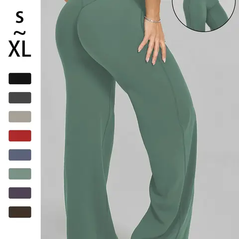 Women‘s Casual Pants - High Waisted Loose-Fitting Wide Leg Yoga Athletic Workout Pants - Comfortable & Elastic Soft Pants with Stretchy Material - Straight Leg Hem