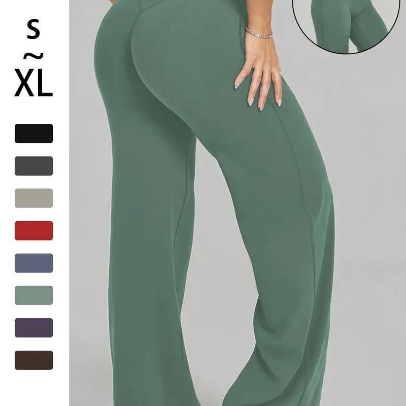 Women‘s Casual Pants - High Waisted Loose-Fitting Wide Leg Yoga Athletic Workout Pants - Comfortable & Elastic Soft Pants with Stretchy Material - Straight Leg Hem