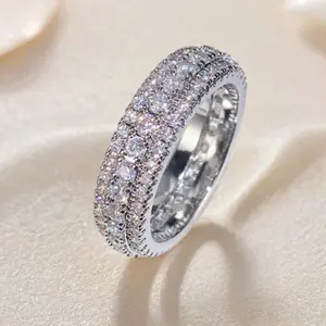 Exquisite Eternity Women Ring with Sparkling Zirconia Inlays Perfect for Engagement Wedding Evening Parties Anniversaries .Engagement Wedding  Romantic Gift for Her Double Layered Ring Jewelry Gifts promise rings