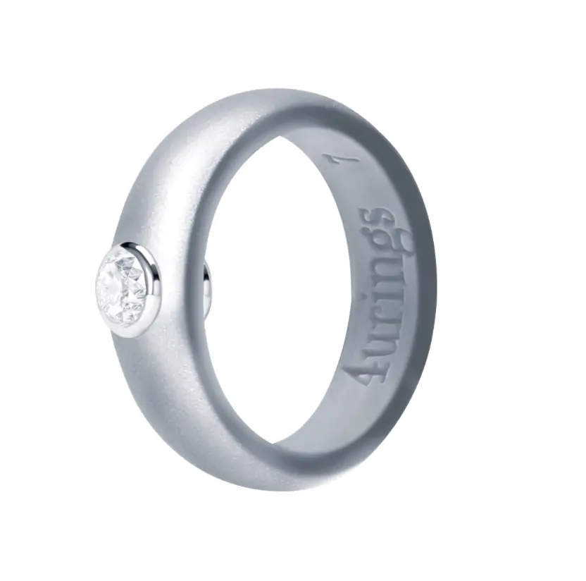 Women's 100% Silicone Rhinestone Engagement Ring - Sparkling Rubber Wedding Band, Size 4-12, 100% Silicone Rings, Silicone Band, Classic