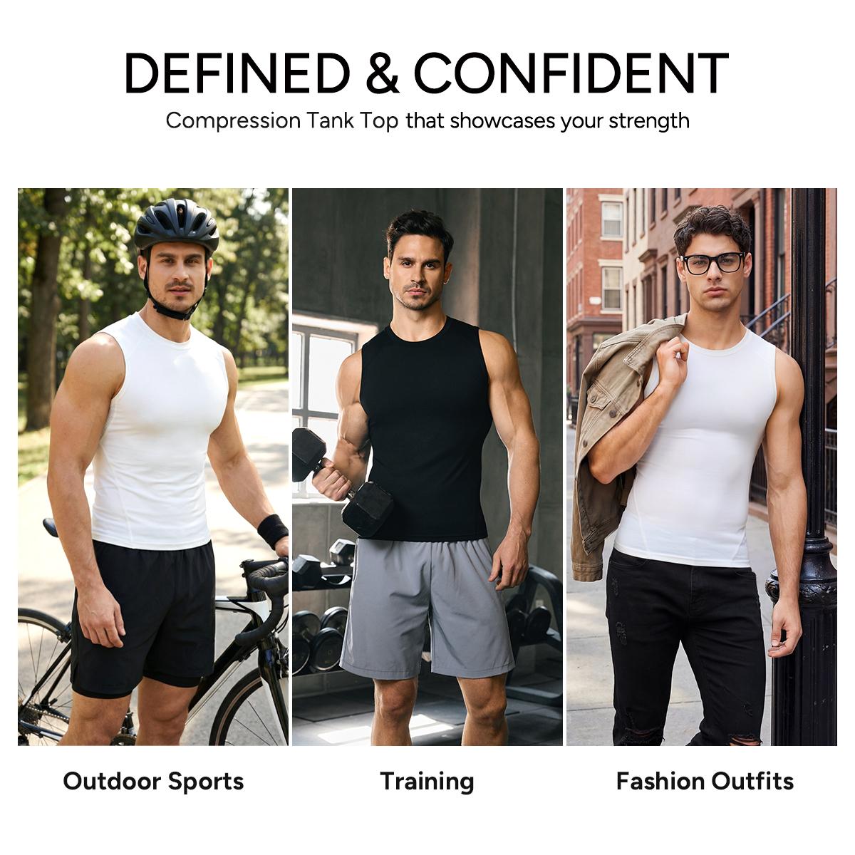 Nebility Men’s Compression Tank Top – Slim Fit Muscle Shaping Gym Shirt, Breathable & Sweat-Wicking Sleeveless Workout Vest for Training, Running & Fitness