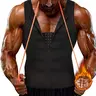 Men's Slim-Fitting Compression Tank Top Body Shaper - Adjustable Neoprene Blend Training Vest, Ergonomic Tummy Control Girdle, Chest Protector, Cool Dry Wicking Breathable Plain Undergear with Hook and Eye for Fitness Workout, Sports