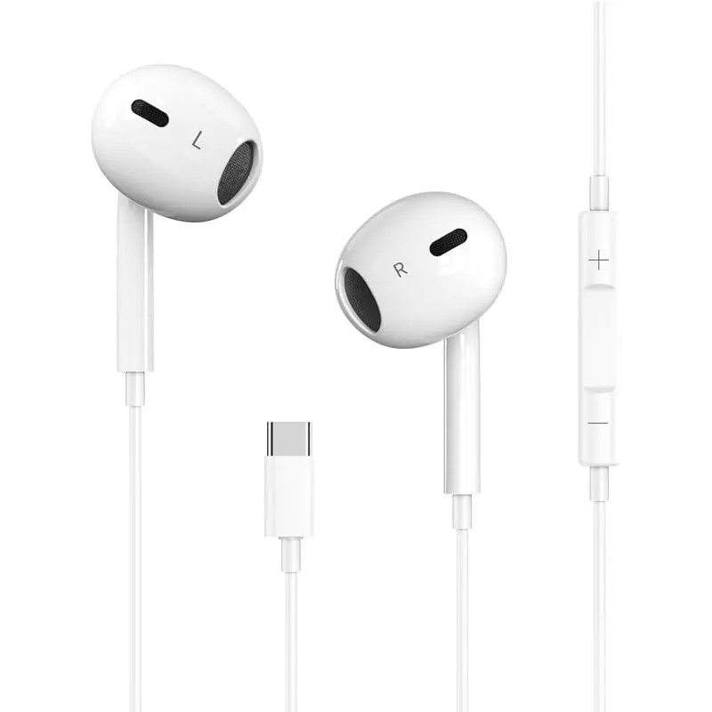 In-Ear Wired Earphones - 2 Versions for Lightning, Type-C Port Phone Audio Connections Cord Noise