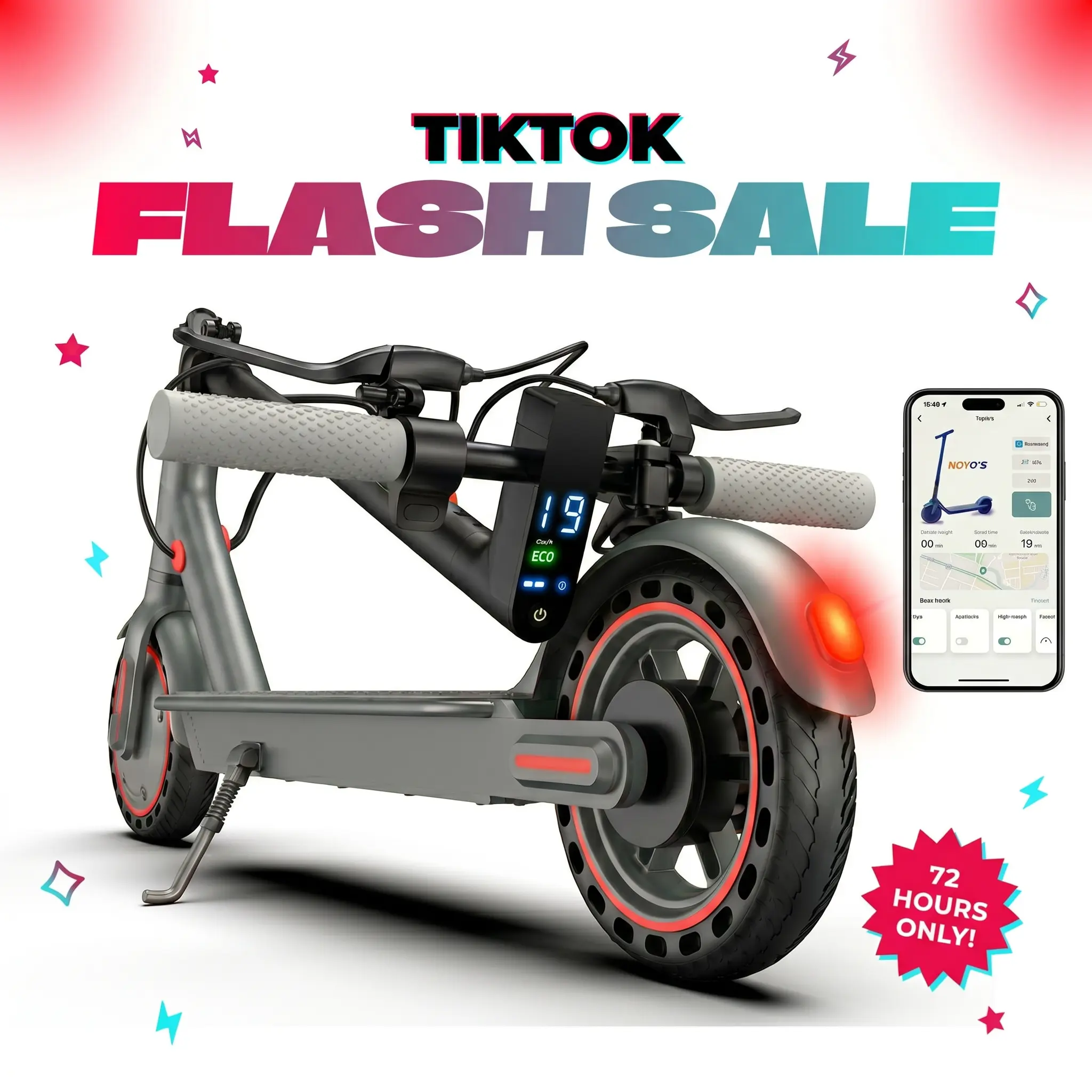 Foldable Electric Scooter for Adults & Teens – 19 MPH, 350W Motor, 8.5" Solid Tires, Smart App Control, Dual Braking System  School Commuter Scooter