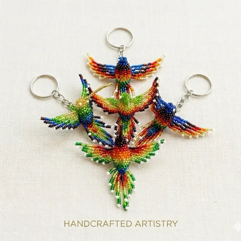 Unisex Funky 1-Piece Plastic Handmade Beaded Bird Charm - Vibrant Tropical Birds Design, Casual Daily Wear Fashion Accessory Pendant