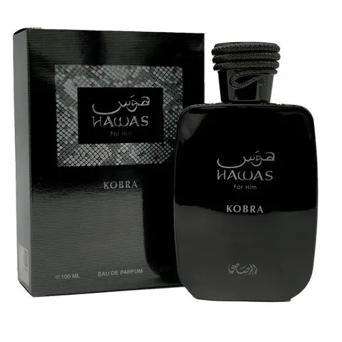 Rasasi Hawas Kobra Eau de Parfum 3.4 oz 100ml for Men Bold Oriental Woody Fragrance with Ginger Bergamot & Green Tea Notes