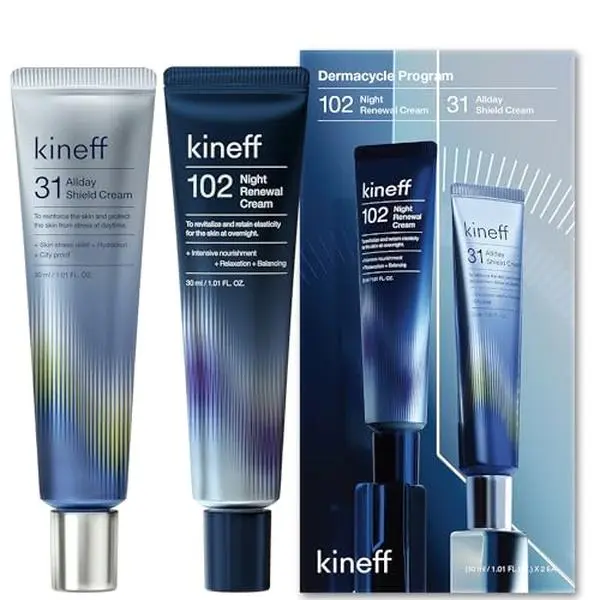Kineff Dermacycle Program Day & Night 2-Pack Face Cream - 31 All-Day Shield Cream & 102 Night Renewal Cream with Centella Asiatica & Niacinamide - Korean Skin Care for All Skin Types (1.01 fl oz EA)