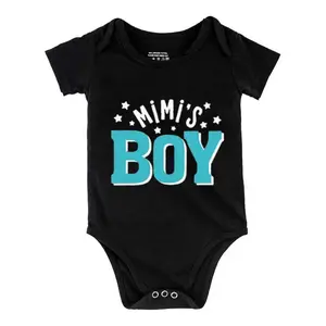 Baby Boy Bodysuit, 'Mimi's Boy' Casual Letter Print, 100% Soft Breathable Cotton Short Sleeve Romper Jumpsuit, Letter Print Bodysuit