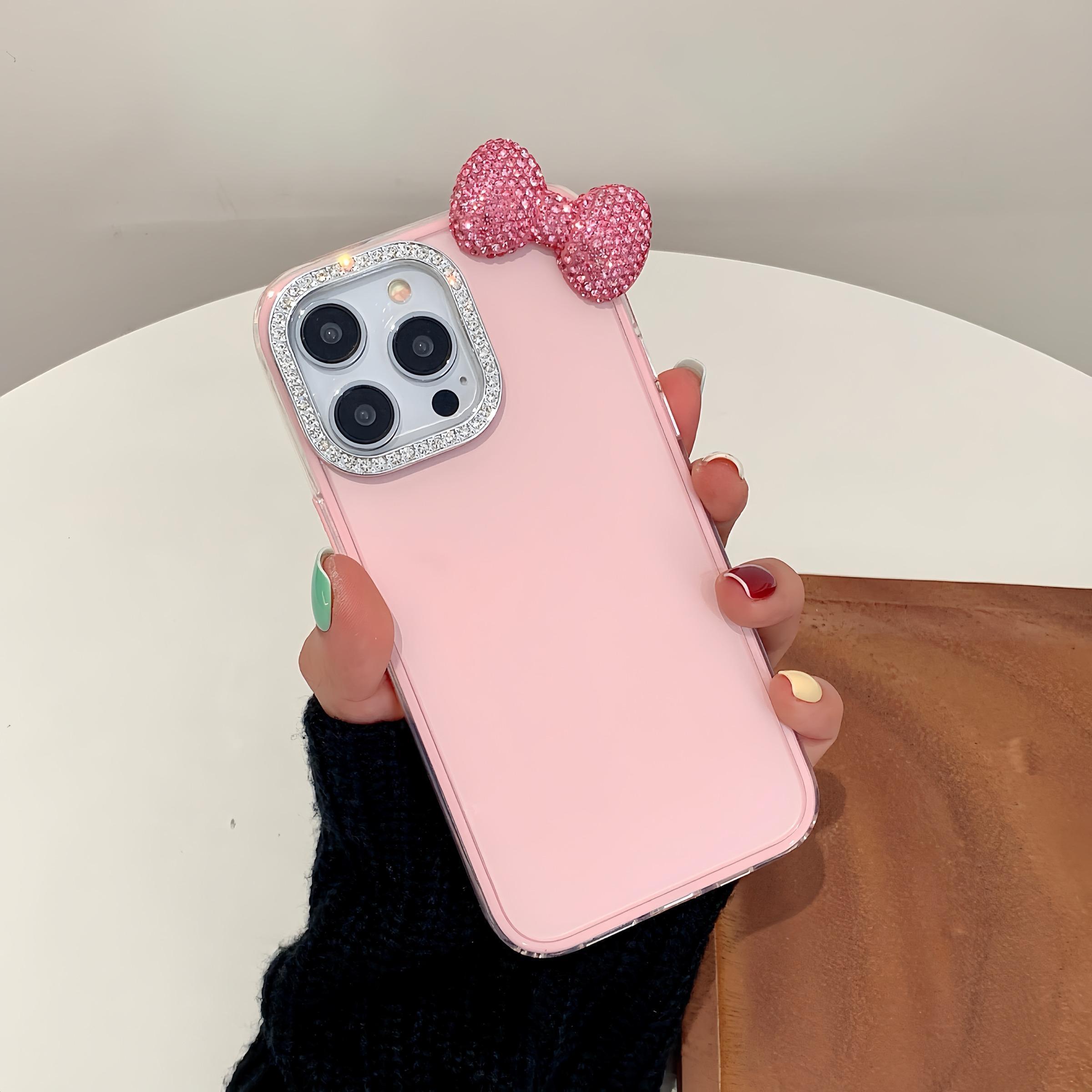 Rhinestone Decor Bowknot Design Phone Case, Cute Phone Protective Cover, Phone Accessory Compatible with iPhone 14 15 Pro Max, Casing