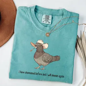 Comfort Colors Shenanigans Pigeon T-Shirt, Cowboy Pigeon Shirt: Funny Western Bird Lover Graphic Tee, Funny Animals Tee