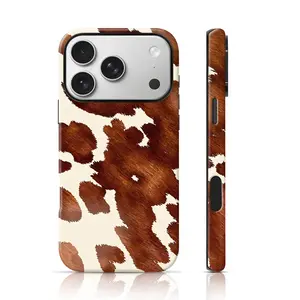 Cowhide Print Design Phone Case Double-Layer TPU Shockproof for iPhone 17 Pro Max/16 Pro Max /15Pro Max 15/14/13/12 & Samsung S26 /S25Ultra Unique Phone Case