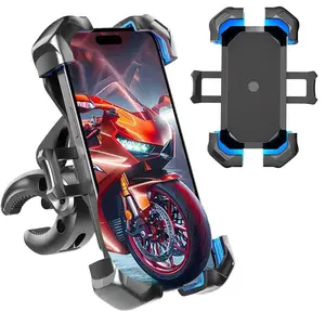 Motorcycle Phone Mount, [1s Auto Lock][100mph Military Anti-Shake] Bike Phone Holder for Bicycle, [10s Quick Install] Handlebar Phone Mount, Compatible with iPhone, Samsung, All Cell Phone