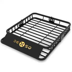Garvee 46" x 36" Universal Roof Rack Basket with 200LBS Capacity and Extension, Heavy Duty Steel Cargo Carrier for SUV, Truck, Van - Easy No-Drill Installation, Car Top Luggage Holder
