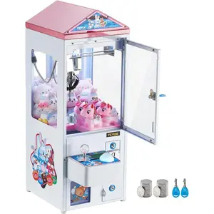 VEVOR Claw Crane Machine, Medium-Sized Arcade Game Machine with Light Sound, Adjustable Steel Claws, Precise Toy Candy Grabber Prize Dispenser Vending Toy, for Commercial Home Parties Cinema, PinkVEVOR Super Brand Day