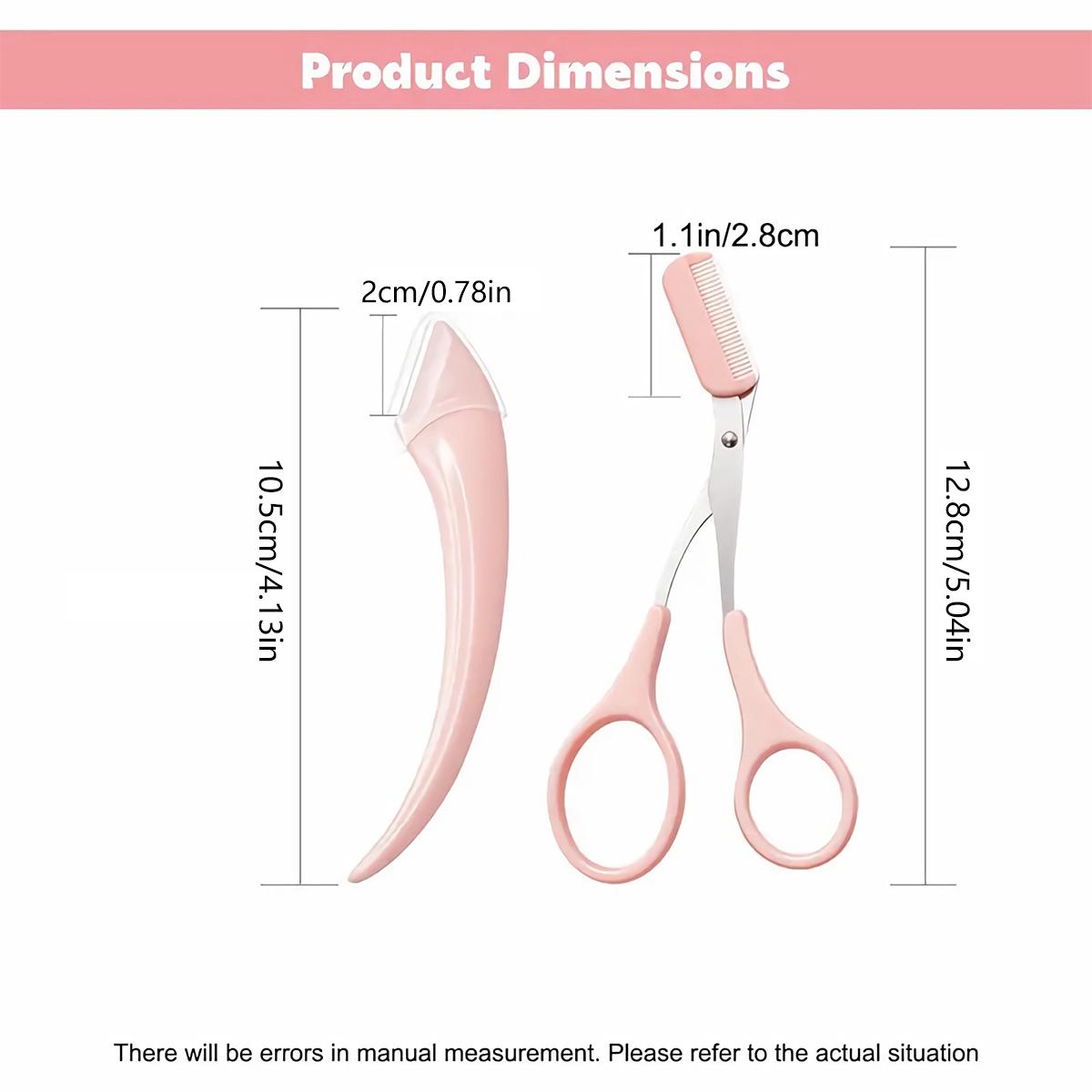 Eyebrow Scissors with Comb,Eyebrow Scissors,Eyebrow Trimmer Scissors Tool,Eyebrow Trimmer Scissors With Comb for Beginner Eyebrow Scissors for Women Girls Stainless Steel Eyebrow Razor (Pink)