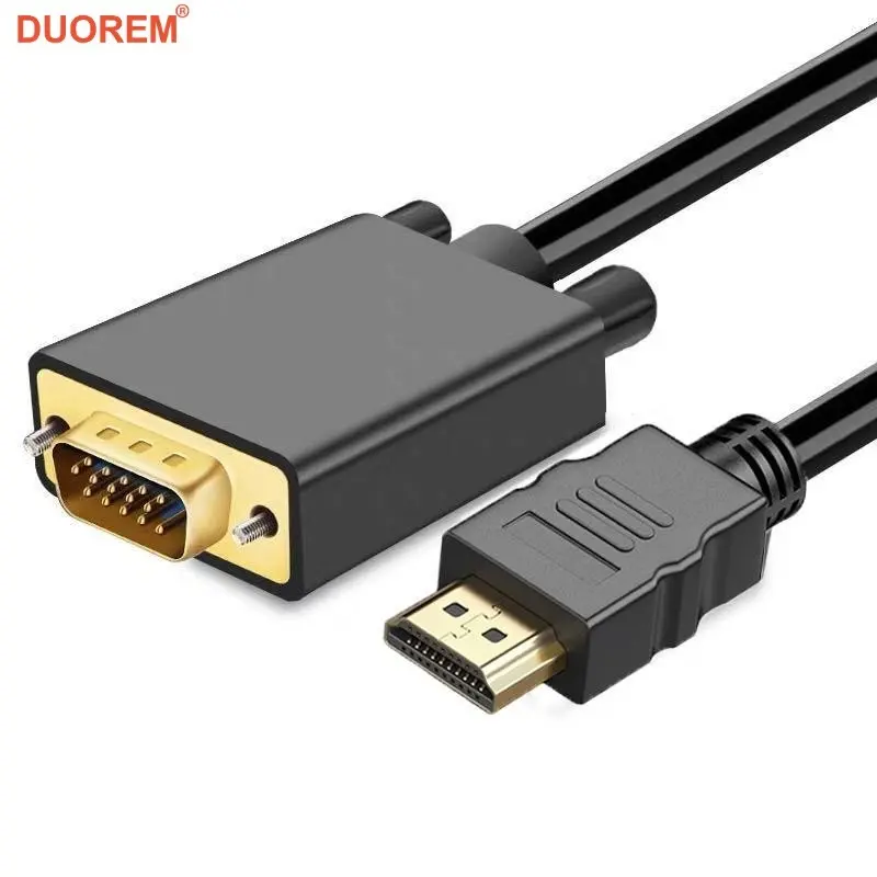 HDMI to Vga Cable (non-Bidirectional), Gold Plated, Molded Strain Relief, 1.8 Meters, High-Performance HD Signal Video Converter, Adapter, Connector, Port, Projector, Ideal for Home & Office Use