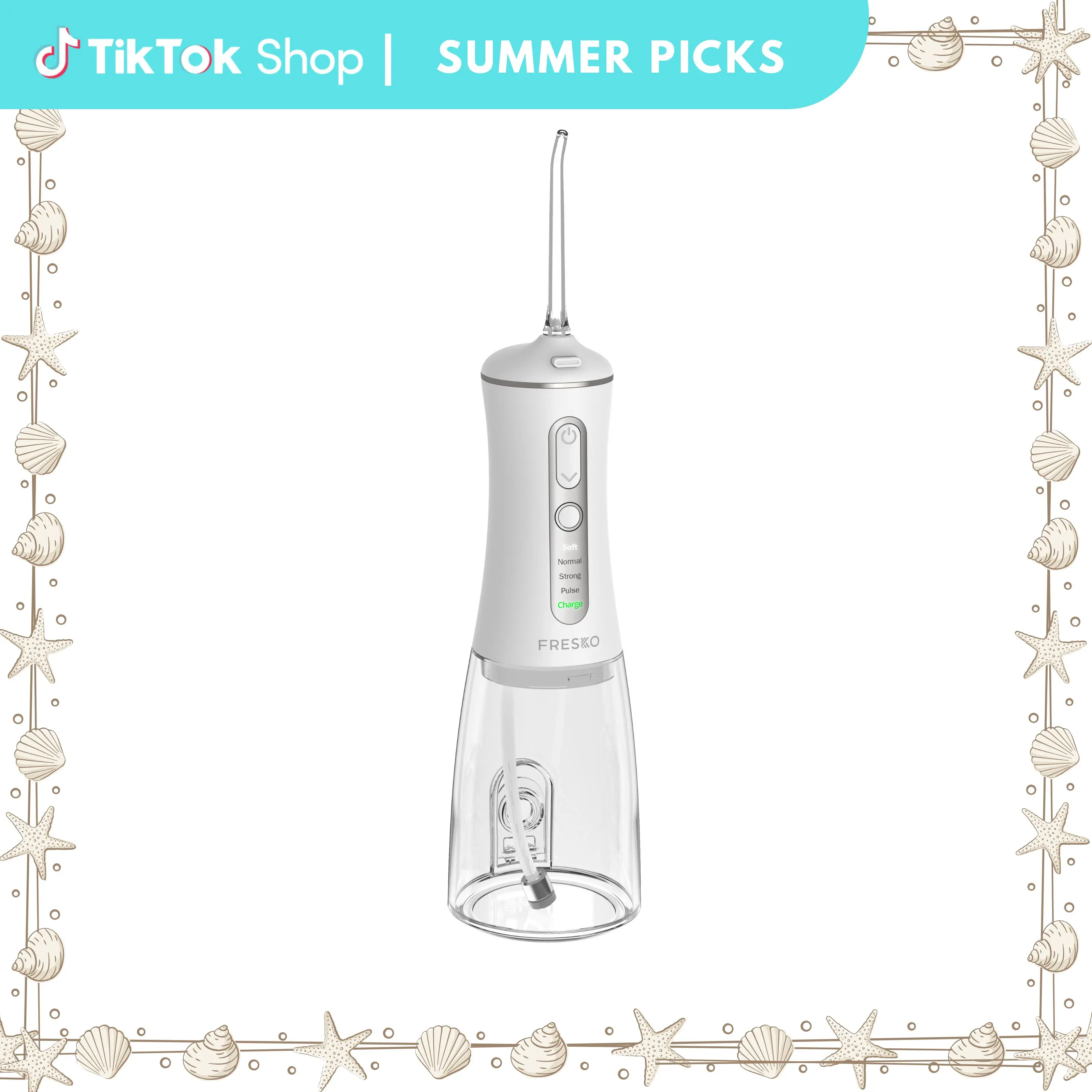 Fresko Cordless Water Flosser with 50-Day Battery, Portable Oral Irrigator for Plaque Removal, IPX7 Waterproof Teeth Cleaner with 4 Modes & 5 Tips for Travel and Braces, Daily