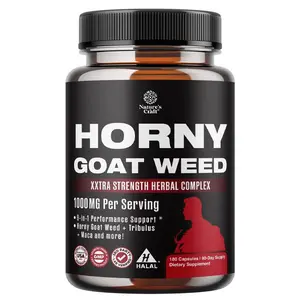 Horny Goat Weed for Men - Extra Strength Male Supplement with Black Maca Root, Tongkat Ali, Saw Palmetto & Panax Ginseng Extract for Stamina & Energy - 180 Count