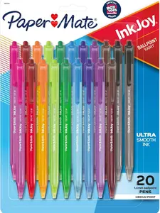 100RT Retractable Ballpoint Pens, Medium Point (1.0mm), Assorted Colors, 20 Count - Teacher Essentials, Colorful Office Supplies, Note-Taking, Back to School