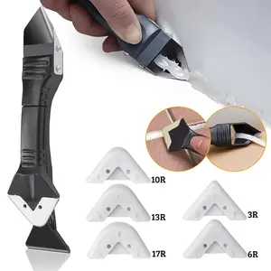 Silicone Caulking Tools 3 in 1 - Glass Glue Angle Scraper, Stainless Steelhead Caulk Remover & Sealant Scraper for Kitchen & Bathroom Windows