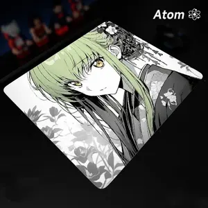 ATOM Mouse Pad Anime Mousepad Anime Character Tempered Glass, Laser Engraved Photovoltaic Glass, Super Slippery Surface, Anti-Skid Honeycomb Base, FPS Gaming Mouse Pad