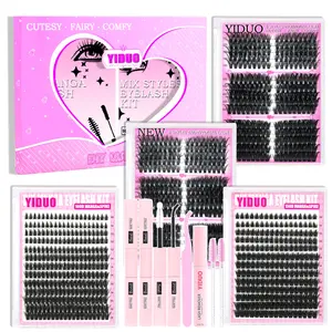 YIDUO 8Styles Eyelash Clusters Extensions Kit 50D/60D/80D/100D/Manga Spike/Volume 10-18mm Cluster Eyelash Extension Kit 751 Pcs D-Curvature, D Curl Lashes With Lash Bond and Seal*2, Lash Remover, Lash Tweezers, Eyelash Brush
