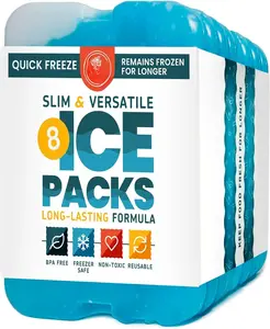 Ice Packs for Lunch Boxes & Coolers - Freezer Packs -  Cool Pack | Cooler Accessories for Beach, Camping & Fishing | Slim & Long-Lasting  Ice Pack for Cooler