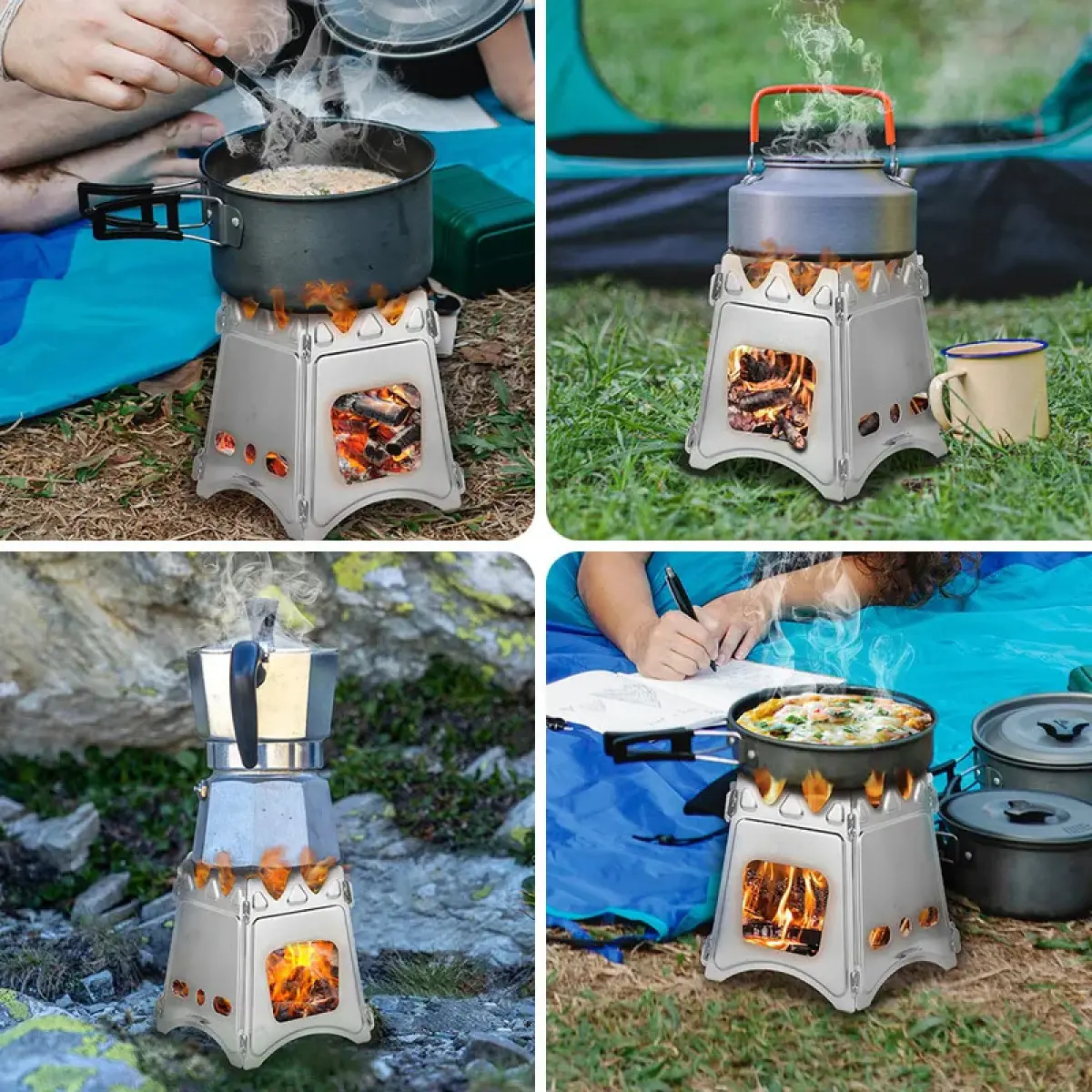 High Quality LIXADA Outdoor Stove Compact Folding Wood Stove Portable Outdoor Camping Stove Cooking Picnic Hiking